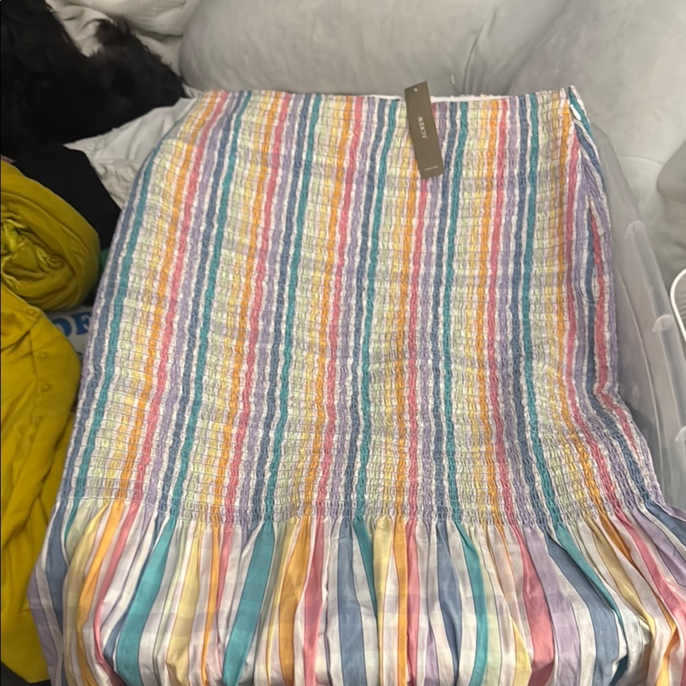 J. Crew Pink and Yellow Bubble Midi Skirt